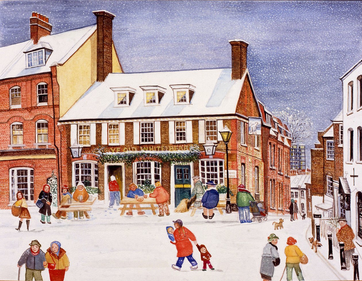 The White Bear, Hampstead, 1990 (akvarell på papir) av Gillian Lawson