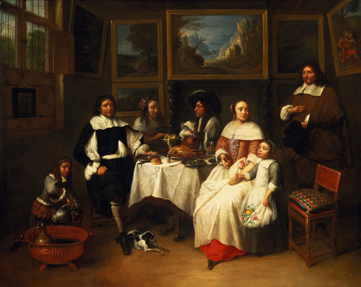 En flamsk familie på middag av Gillis van Tilborgh the younger