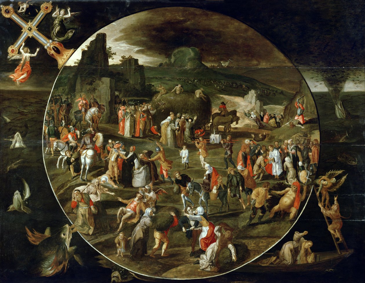 The Haywain, Allegory of the Vanity of the World (olje på panel) av Gillis (workshop of) Mostaert