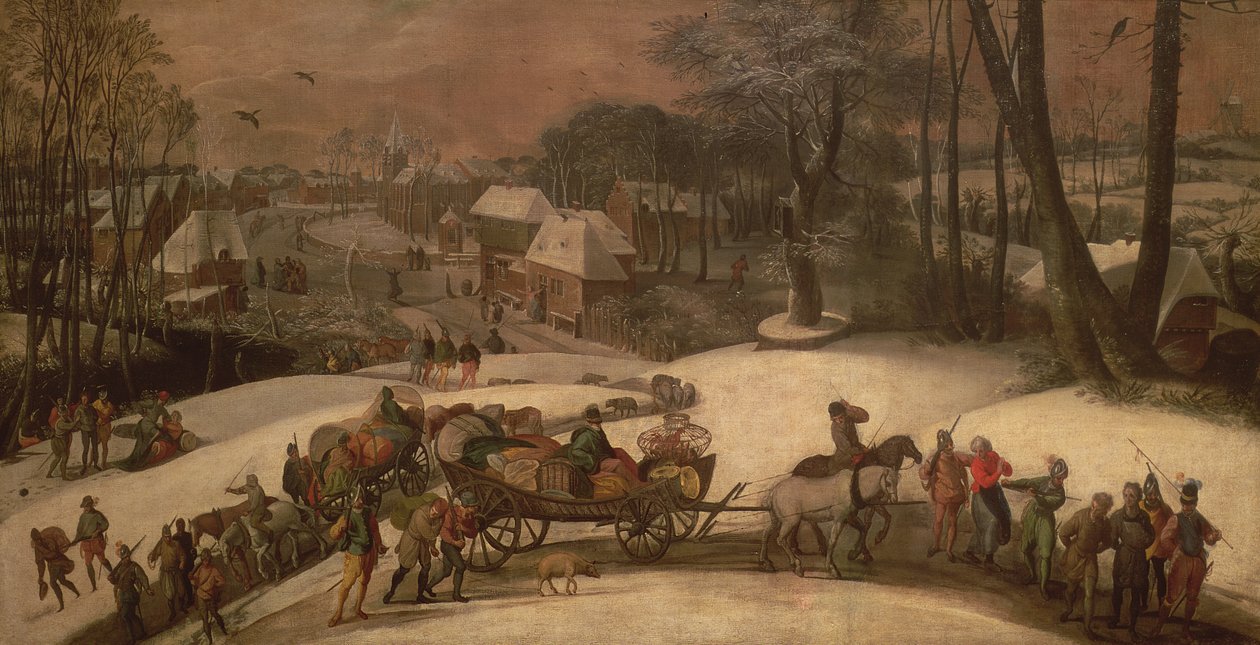 En militærekspedisjon om vinteren, ca. 1590 av Gillis Mostaert