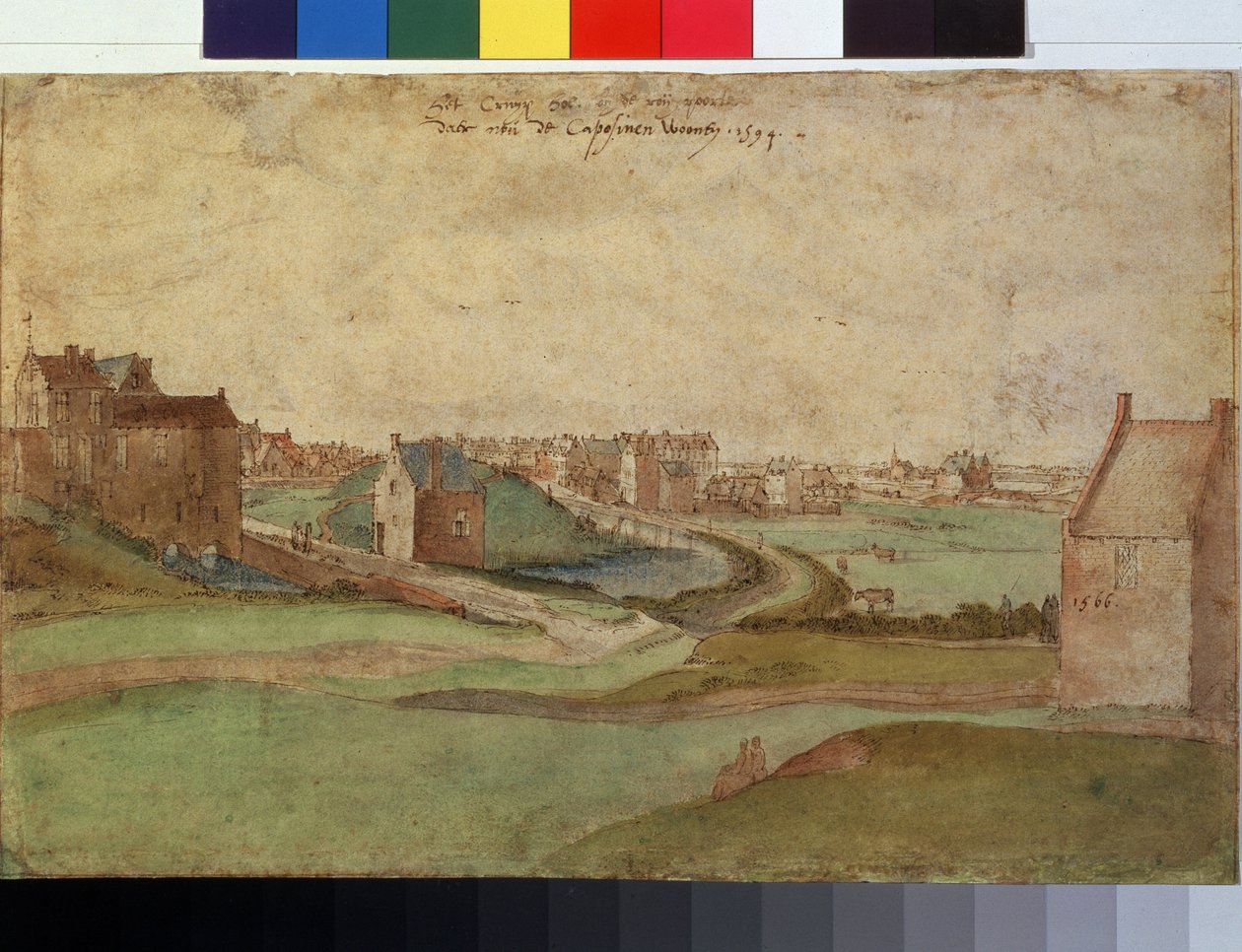 ""Landskap nær Antwerpen i Belgia"" (Landskap nær Antwerpen) Akvarell av Gillis Mostaert (1534-1598) 1566 Pushkin-museet, Moskva av Gillis Mostaert