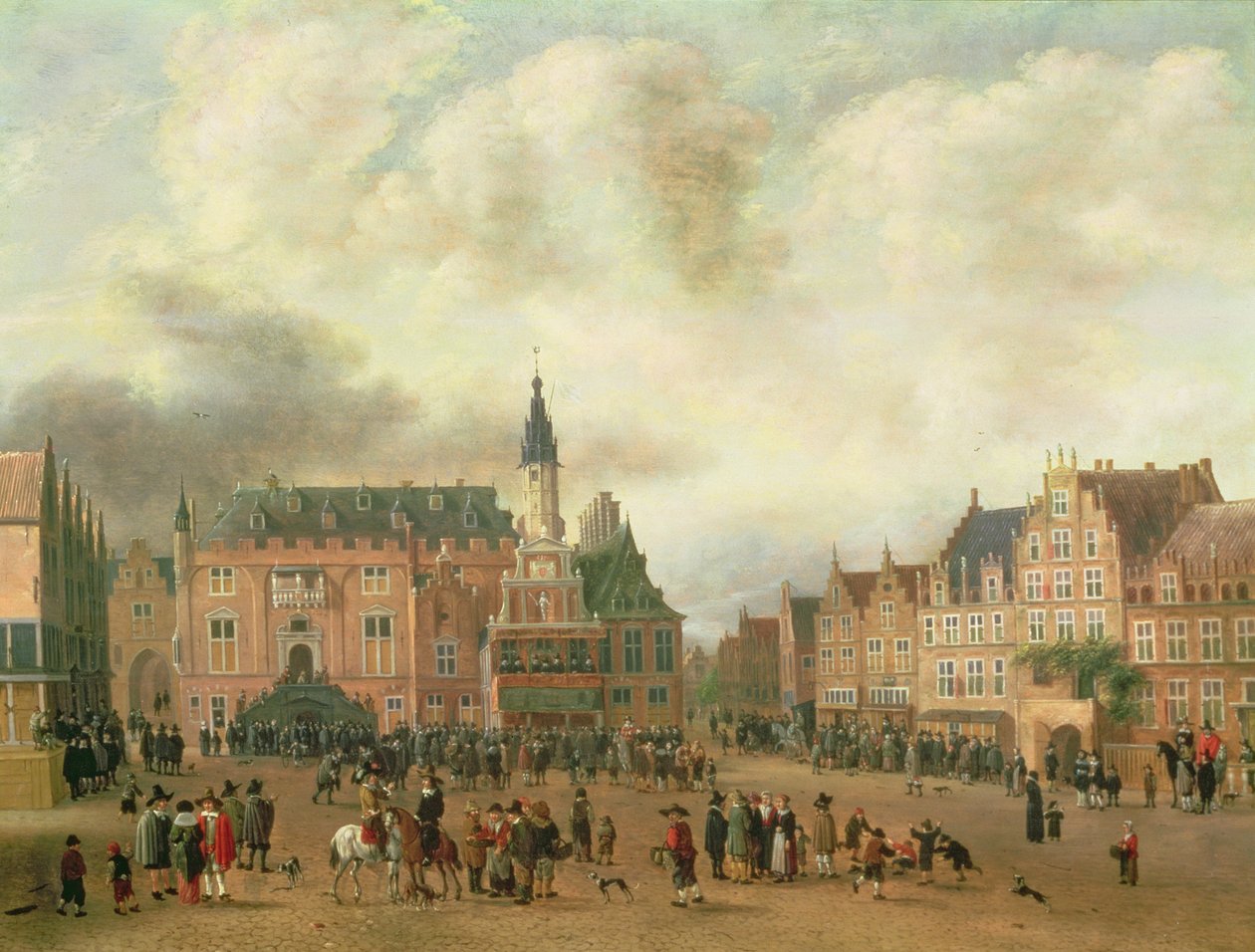 Kunngjøring av freden i Breda på Grote Markt, Haarlem, ca. 1667 av Gillis Rombouts