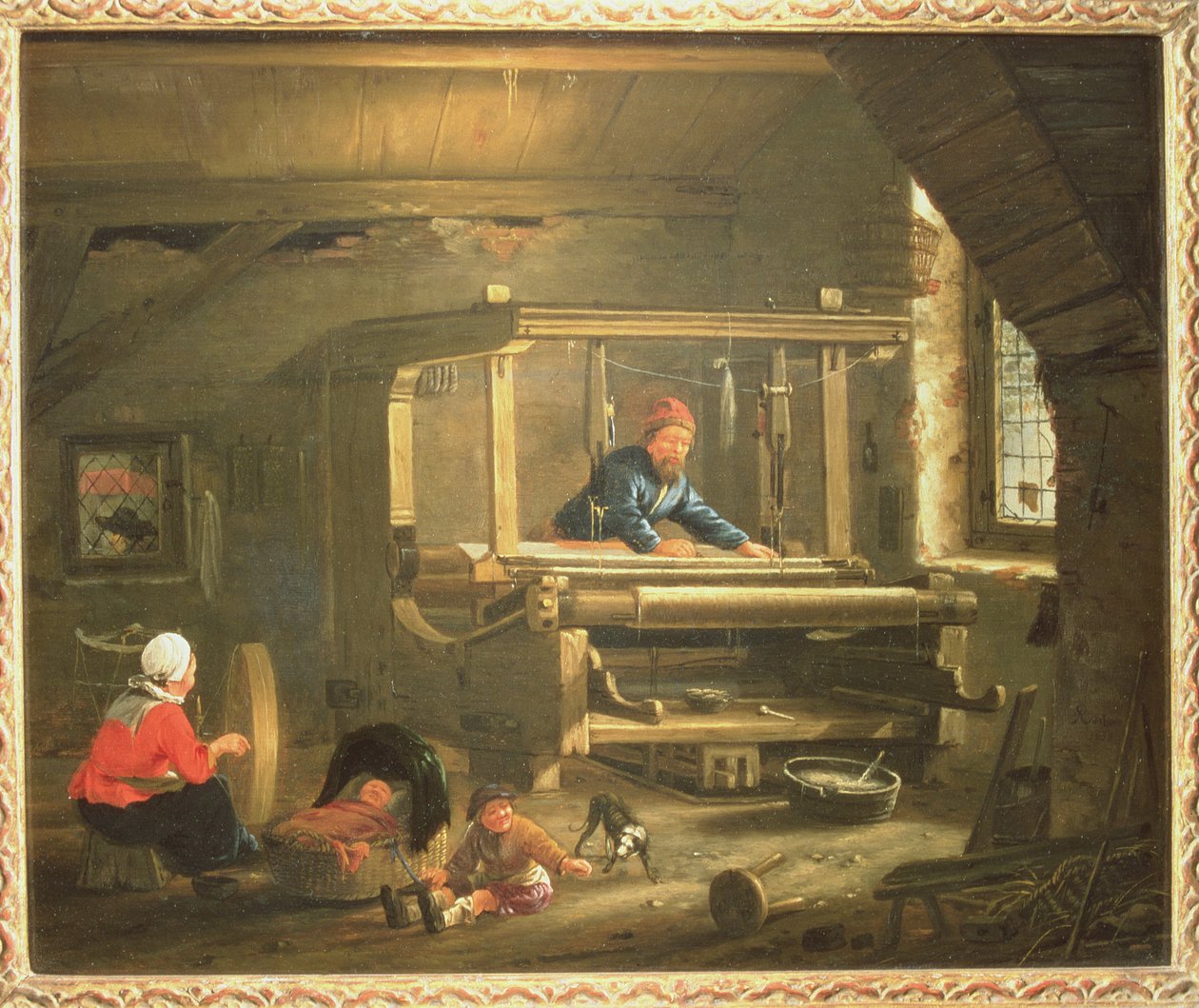 Verkstedet til en vever av Gillis Rombouts