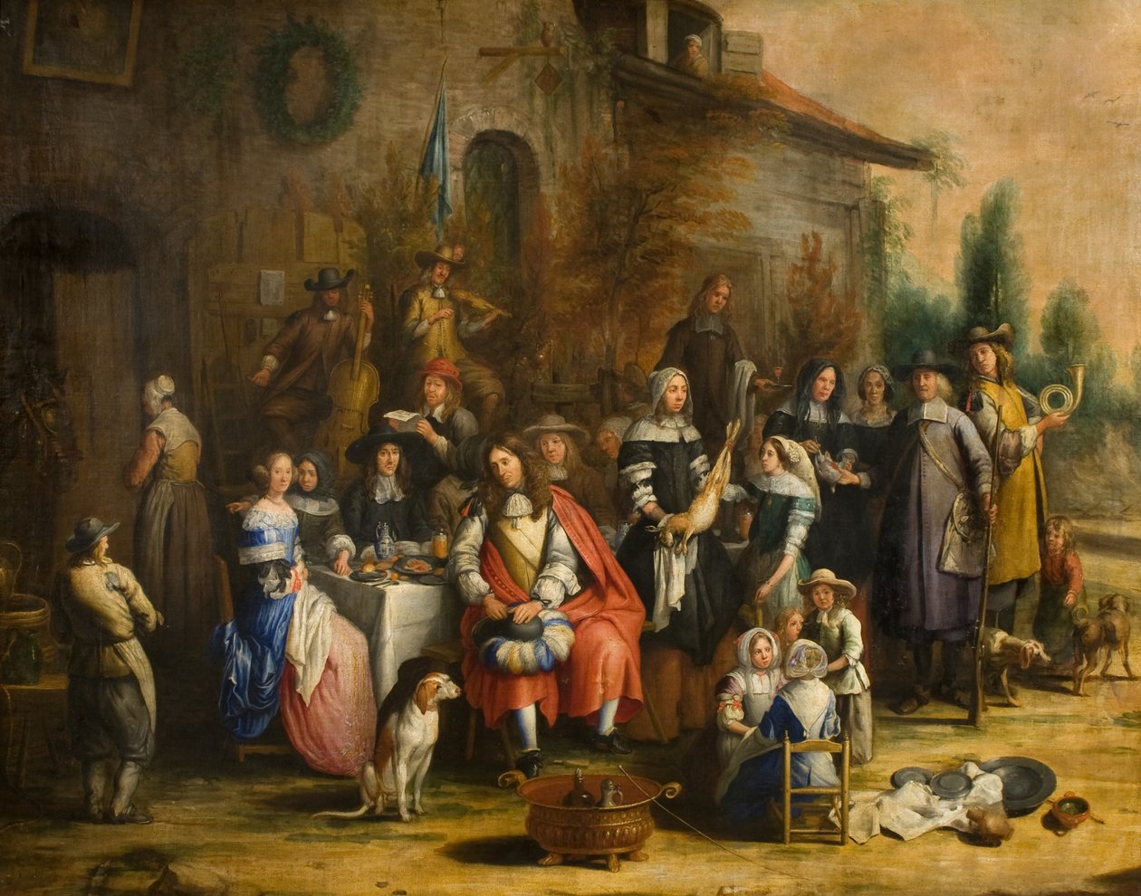 Jaktfest utenfor et vertshus av Gillis van (follower of) Tilborgh