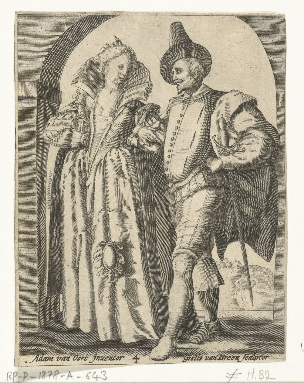 Mann og kvinne kledde seg etter moten fra 1590-1600 av Gillis van Breen