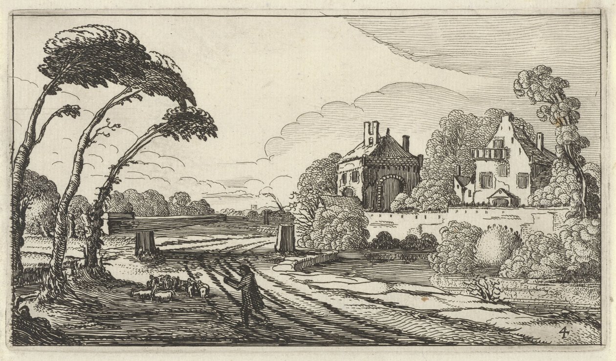 Hyrde i et landskap Tolv landskap med figurer (tittel på objekt) av Gillis van Scheyndel (I)