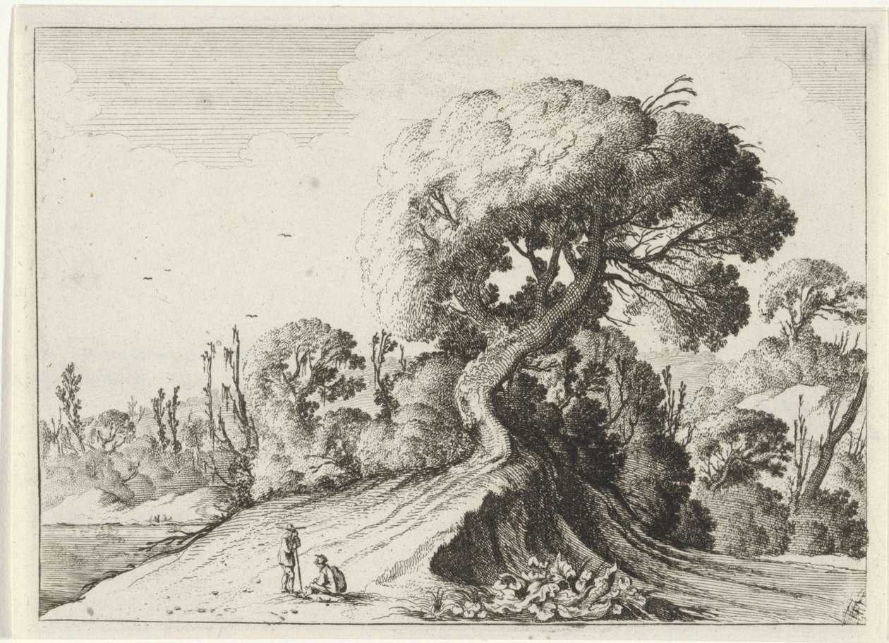 To menn foran et stort tre Syv landskap (serietittel) av Gillis van Scheyndel (I)
