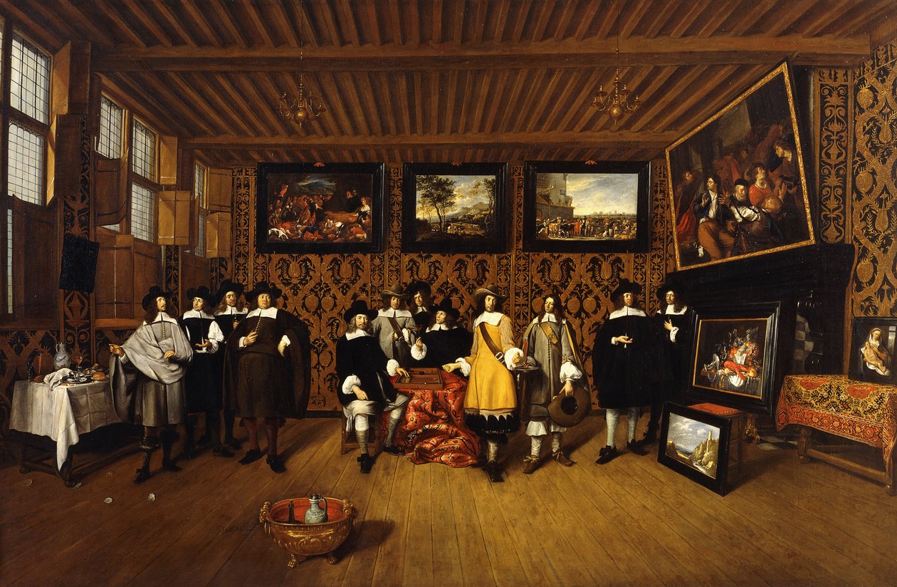 Et gruppeportrett av tolv herrer i et interiør, 166- av Gillis van Tilborgh
