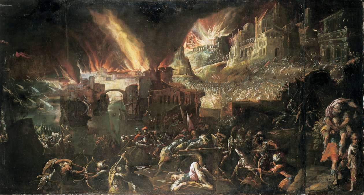 Aeneas redder sin far fra brennende Troy av Gillis van Valckenborch