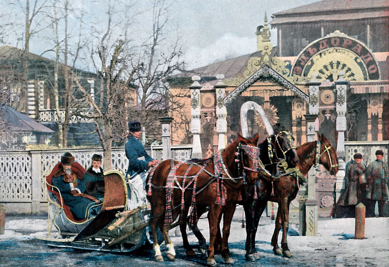 En troikaslede i Moskva, Russland, ca 1890 av Gillot