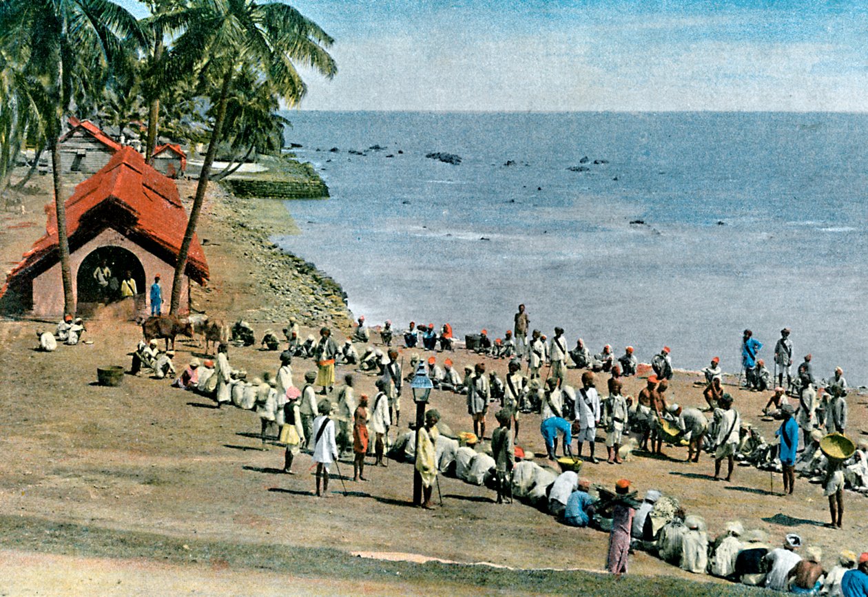 Felles landsbymåltid, Andaman- og Nicobarøyene, Det indiske hav, c1890 av Gillot