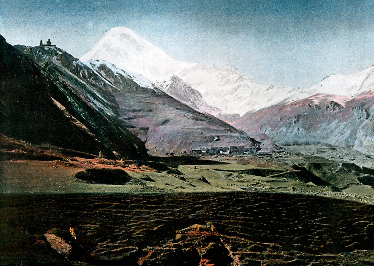 Mount Kazbek, Kaukasus, c1890 av Gillot