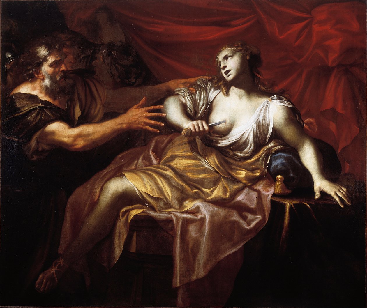 Lucretias selvmord (olje på lerret) av Gio Raffaele Badaracco
