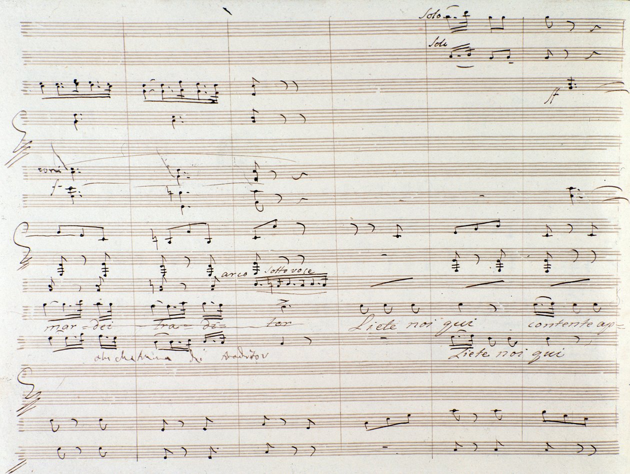 Side med partitur av Le Comte Ory med håndskrevne rettelser av Gioacchino Rossini av Gioachino Rossini