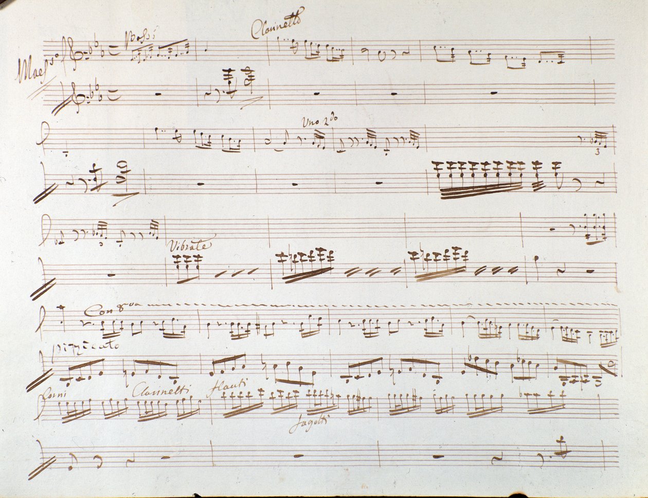 Side med partitur av fiolin for symfoni i Askepott, eller Goodness Triumphant av Gioacchino Rossini av Gioachino Rossini