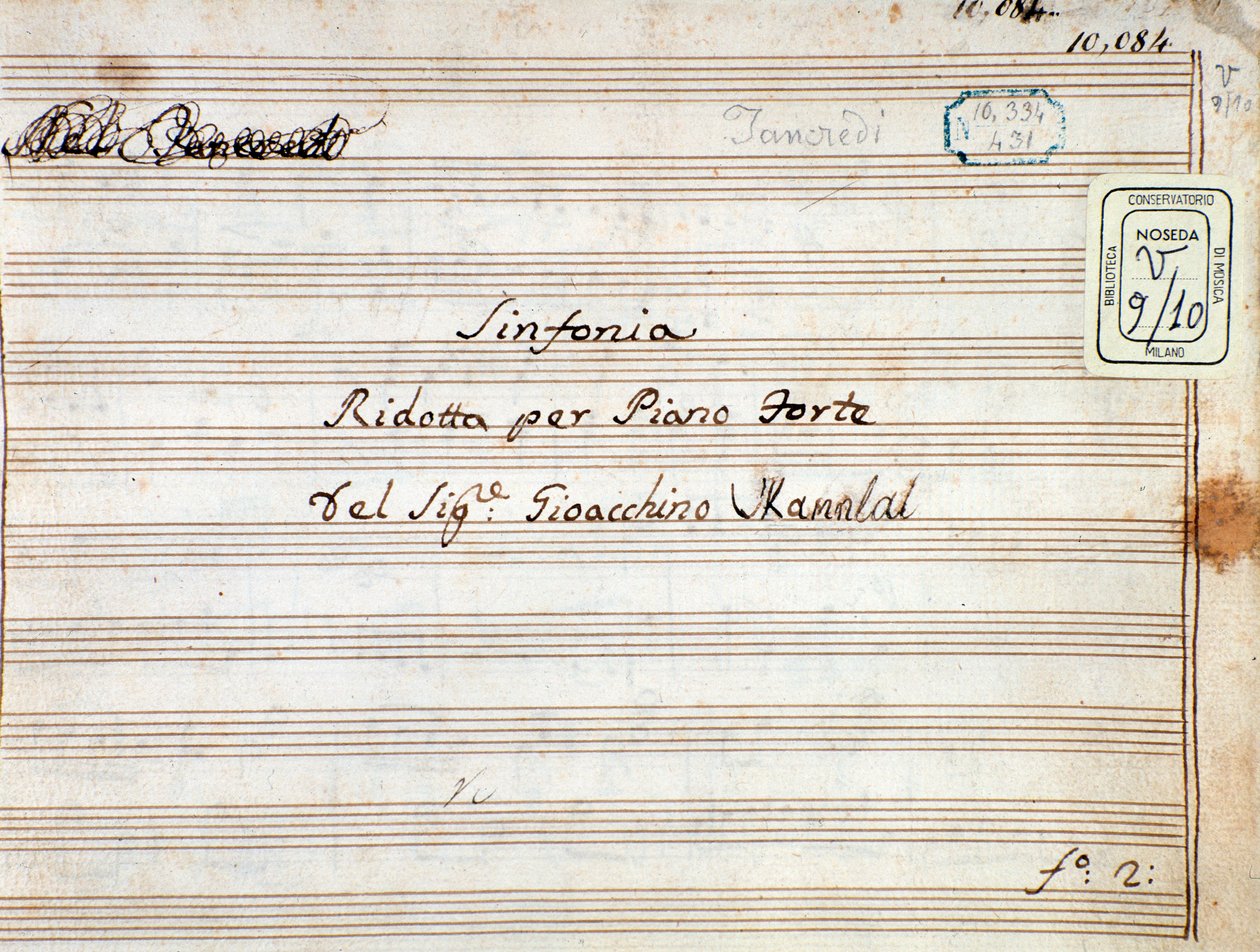Noter til den reduserte symfonien for pianoet til Tancredi, opera av Gioacchino Rossini av Gioachino Rossini