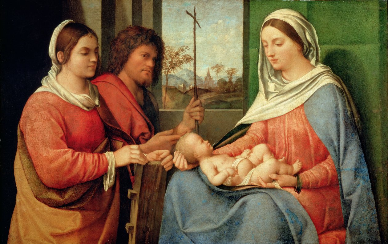 Madonna og barn med hellige av Giorgio Giorgione