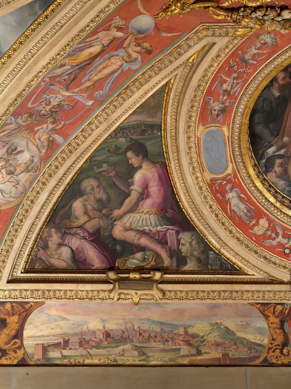 Allegori om Arezzo; til bunnen, utsikt over Firenze av Giorgio Vasari