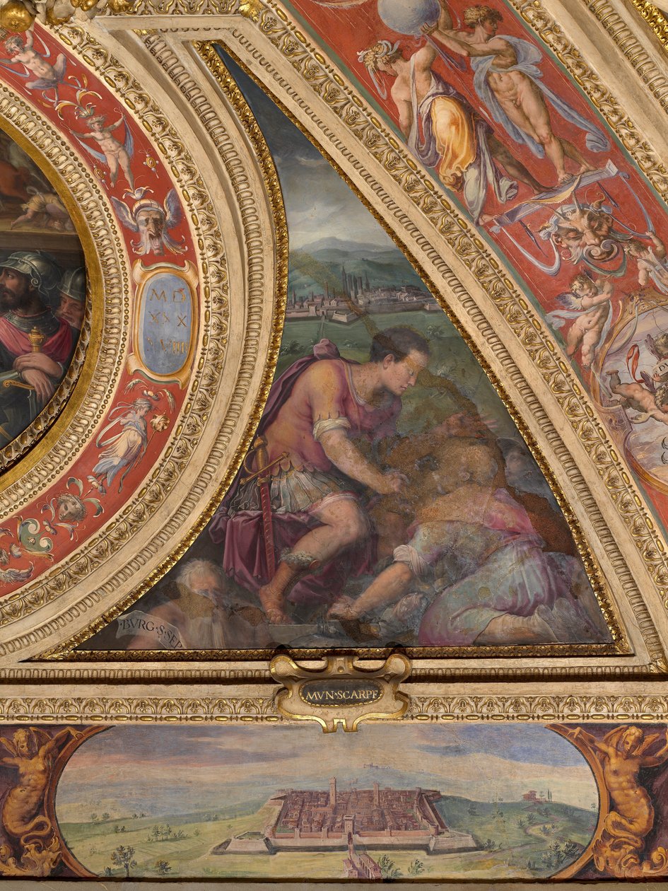 Allegori av Borgo San Sepolcro; til bunnen, utsikt over Scarperia av Giorgio Vasari