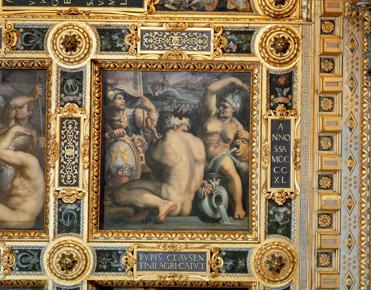 Allegori om Casentino-regionen fra taket på Salone dei Cinquecento, 1565 (panel) av Giorgio Vasari