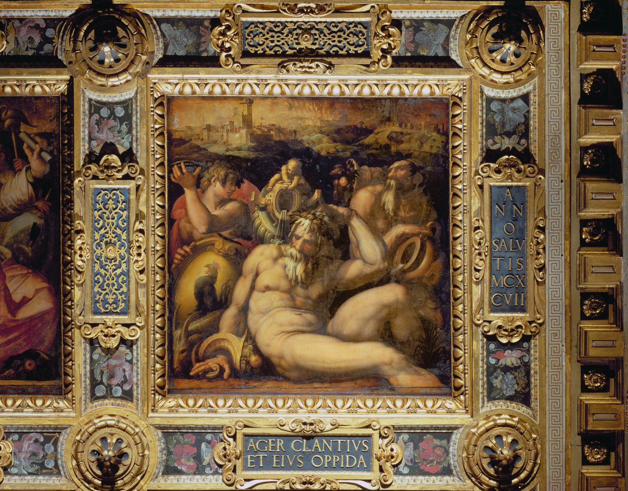 Allegori om Chianti-regionen fra taket på Salone dei Cinquecento, 1565 (panel) av Giorgio Vasari