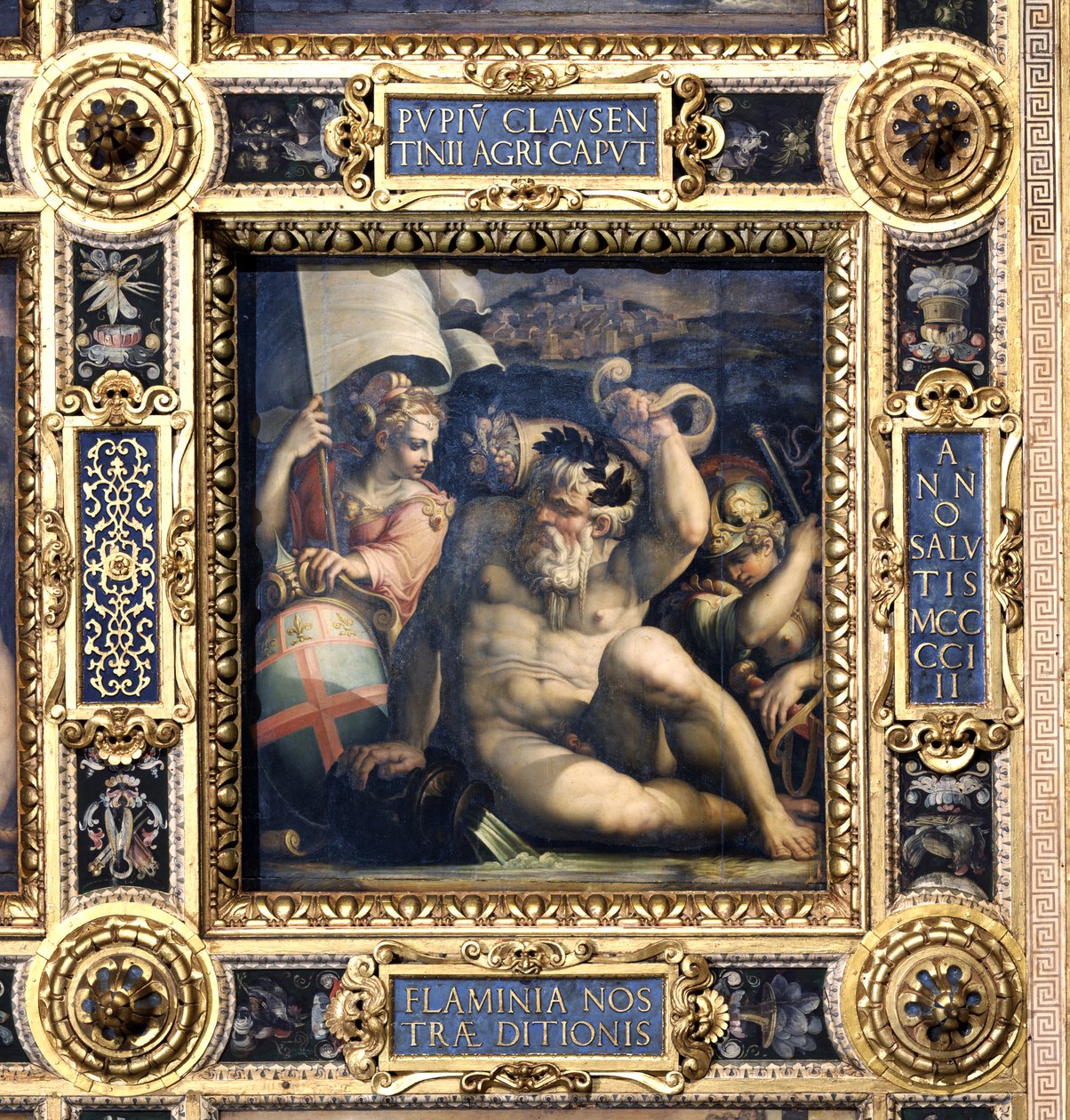 Allegori om Romagna-regionen fra taket på Salone dei Cinquecento, 1565 (panel) av Giorgio Vasari