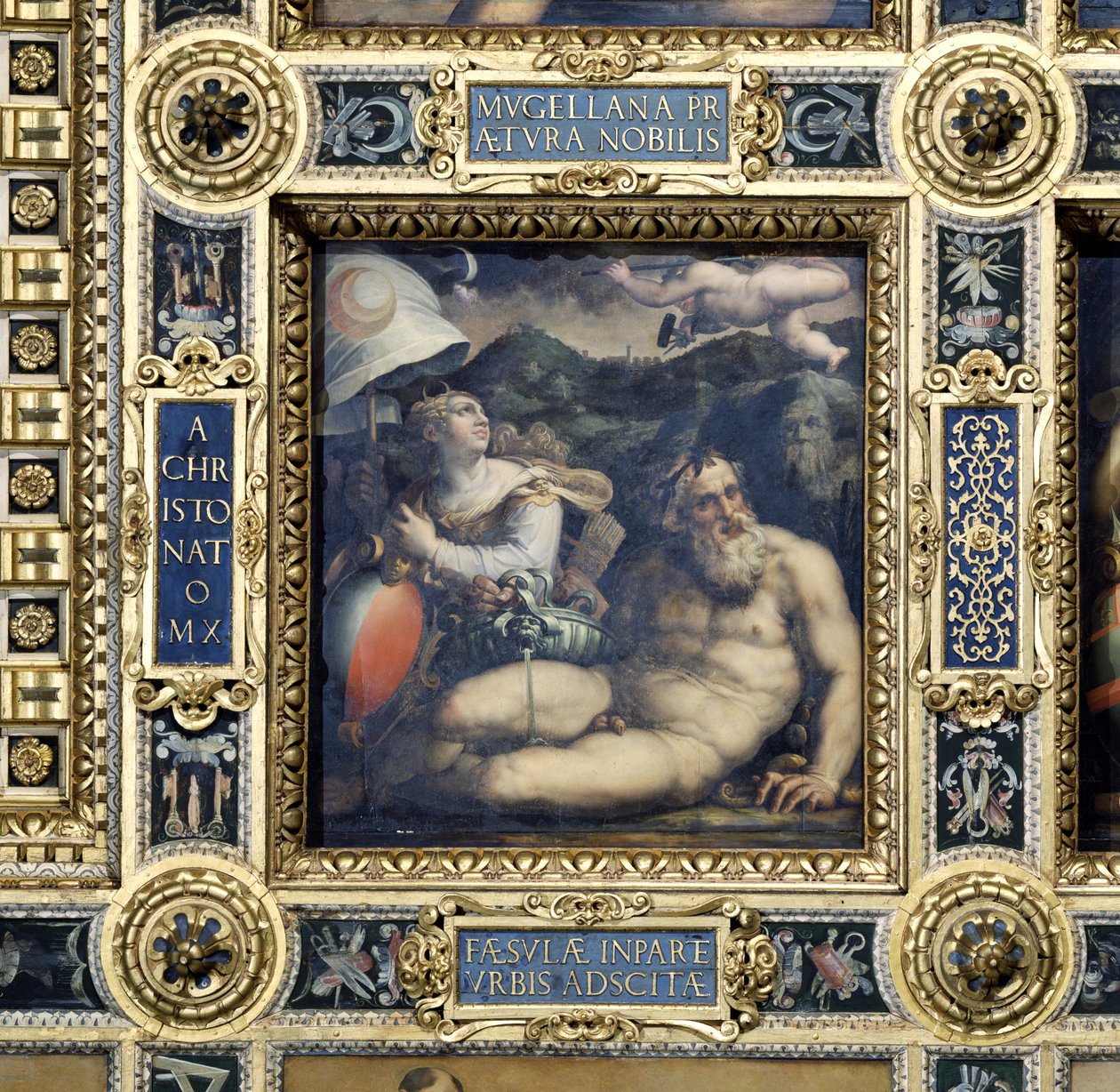 Allegori om byen Fiesole fra taket på Salone dei Cinquecento, 1565 (panel) av Giorgio Vasari