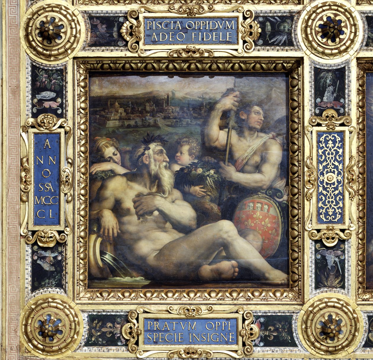 Allegori om byen Prato fra taket på Salone dei Cinquecento, 1565 (panel) av Giorgio Vasari