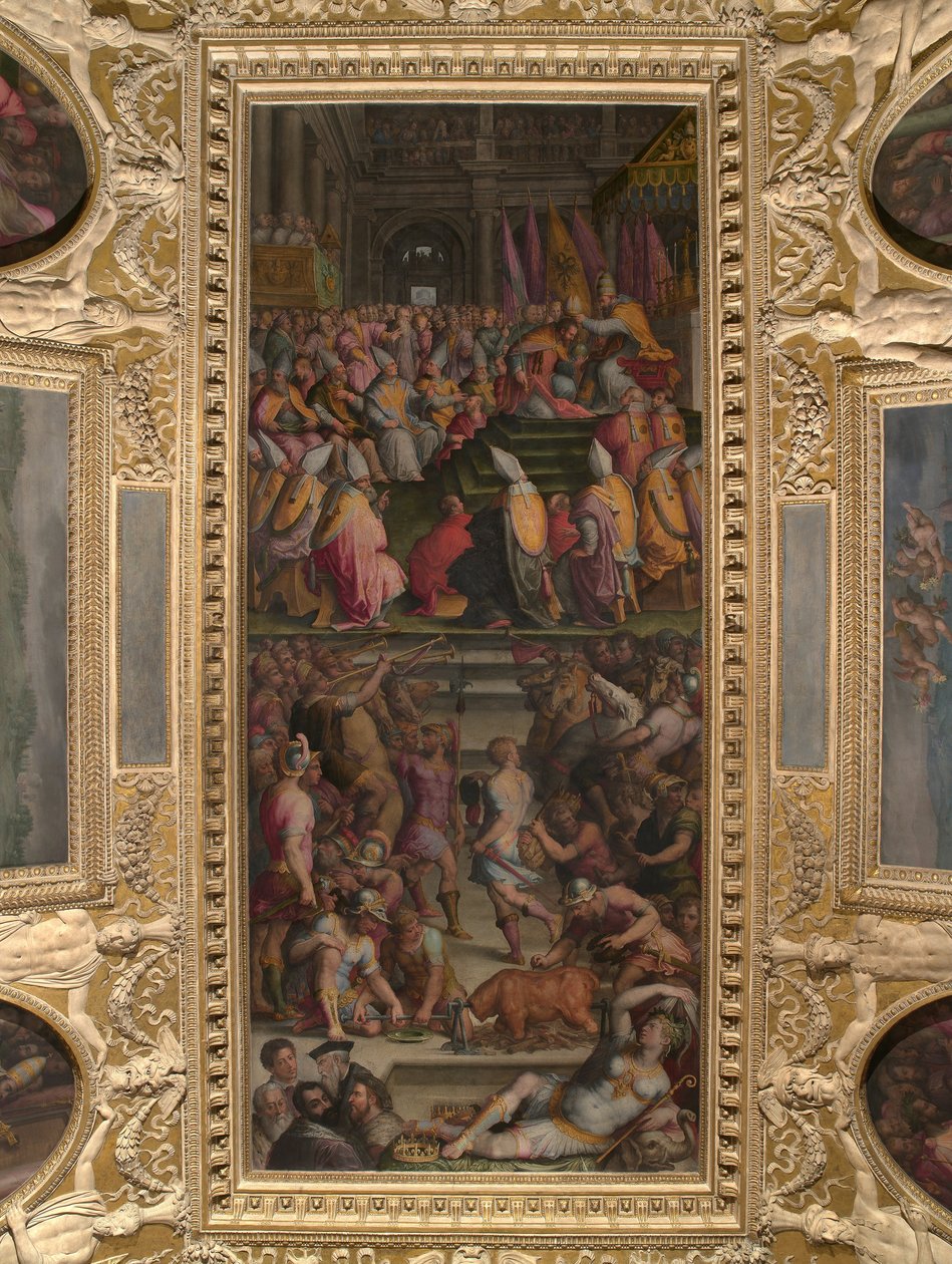 Klemens VII kroner Charles V i San Petronio i Bologna av Giorgio Vasari