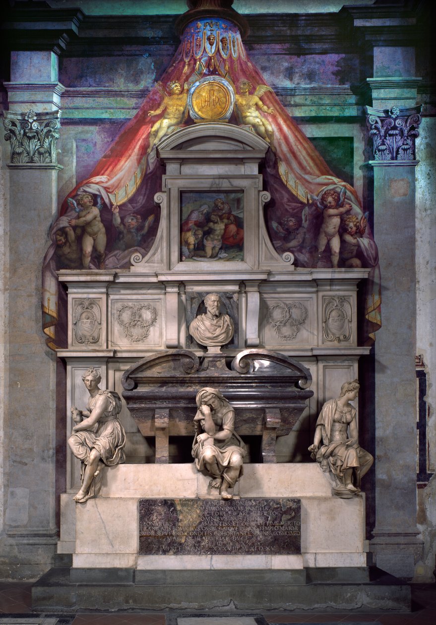 Monument til Michelangelo Buonarroti (1475–1564) (marmor) av Giorgio Vasari