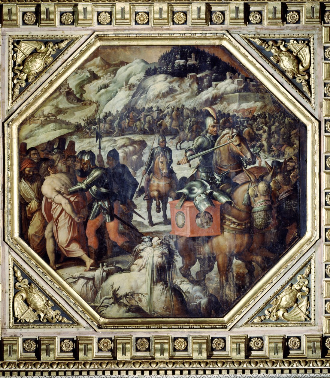 Venetianernes nederlag i Casentino fra taket på Salone dei Cinquecento, 1565 (panel) av Giorgio Vasari