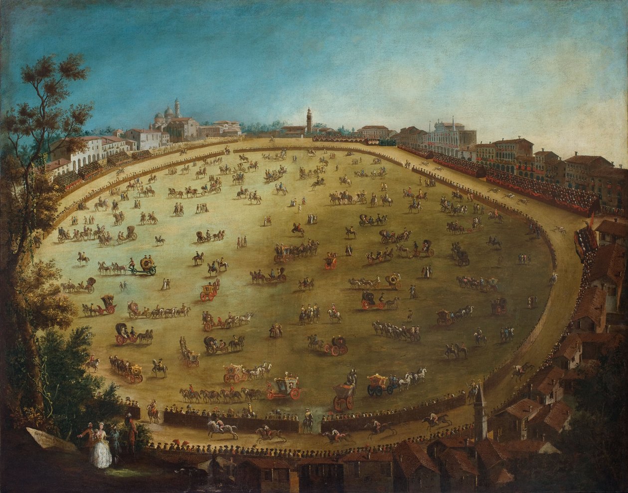 Hesteveddeløp ved Prato della Valle i Padua, midten av 1700-tallet. av Giorgio Fossati