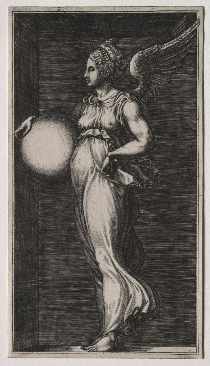 Allegorisk figur som holder en sfære, midten av 1560-tallet. av Giorgio Ghisi