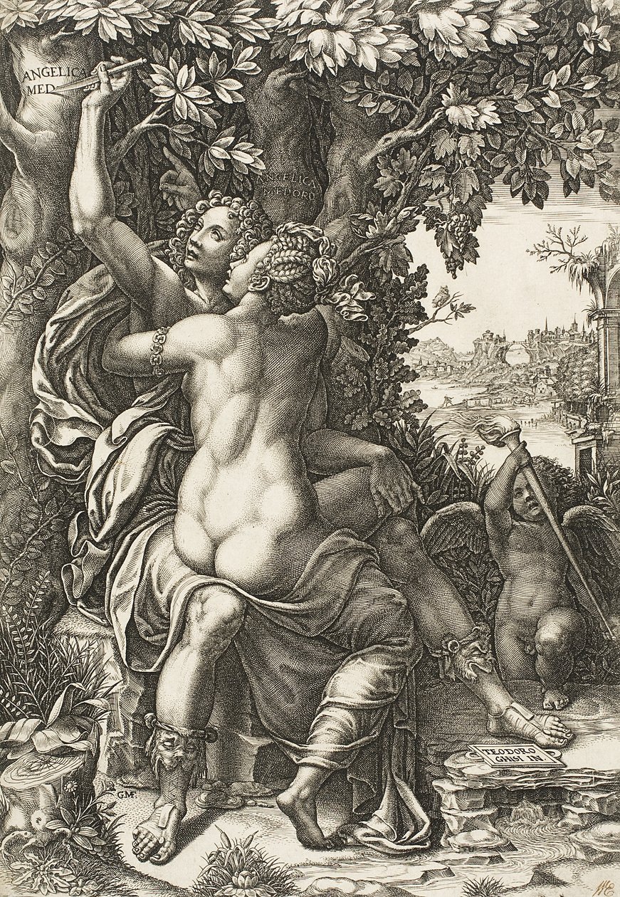 Angelica og Medoro, ca. 1570 av Giorgio Ghisi