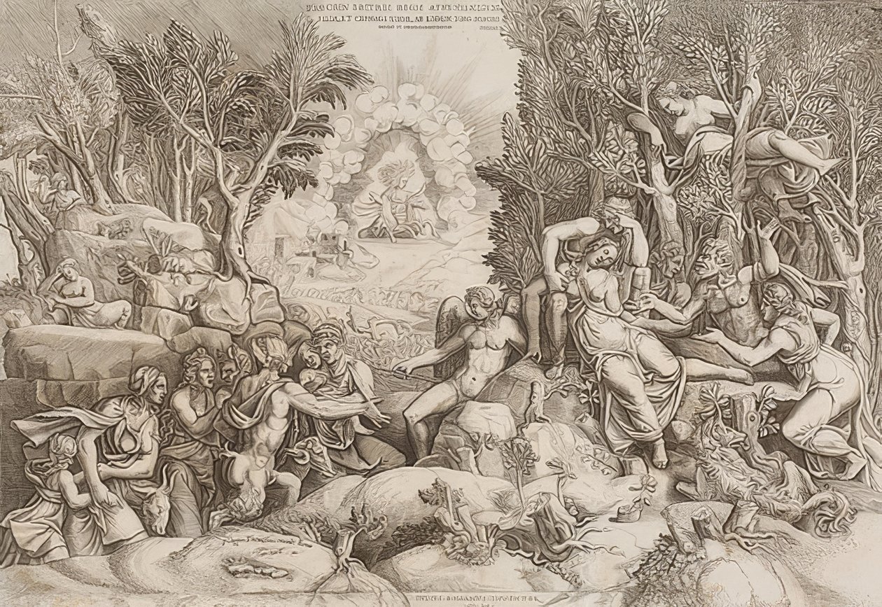 Cephalus sørger over Prokris (basert på en tegning av Giulio Romano, se bilde nummer 27883) av Giorgio Ghisi