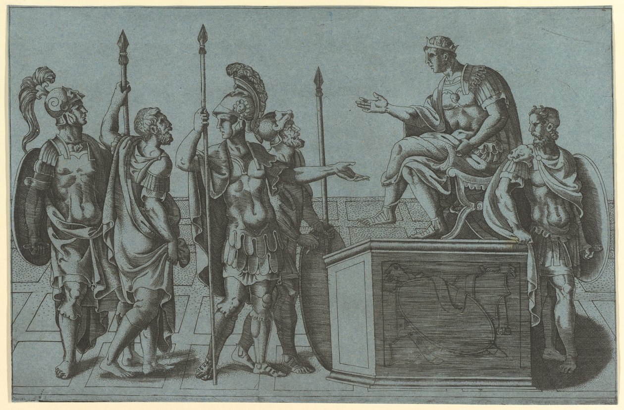 Romerske soldater før en keiser, før 1540 . av Giorgio Ghisi