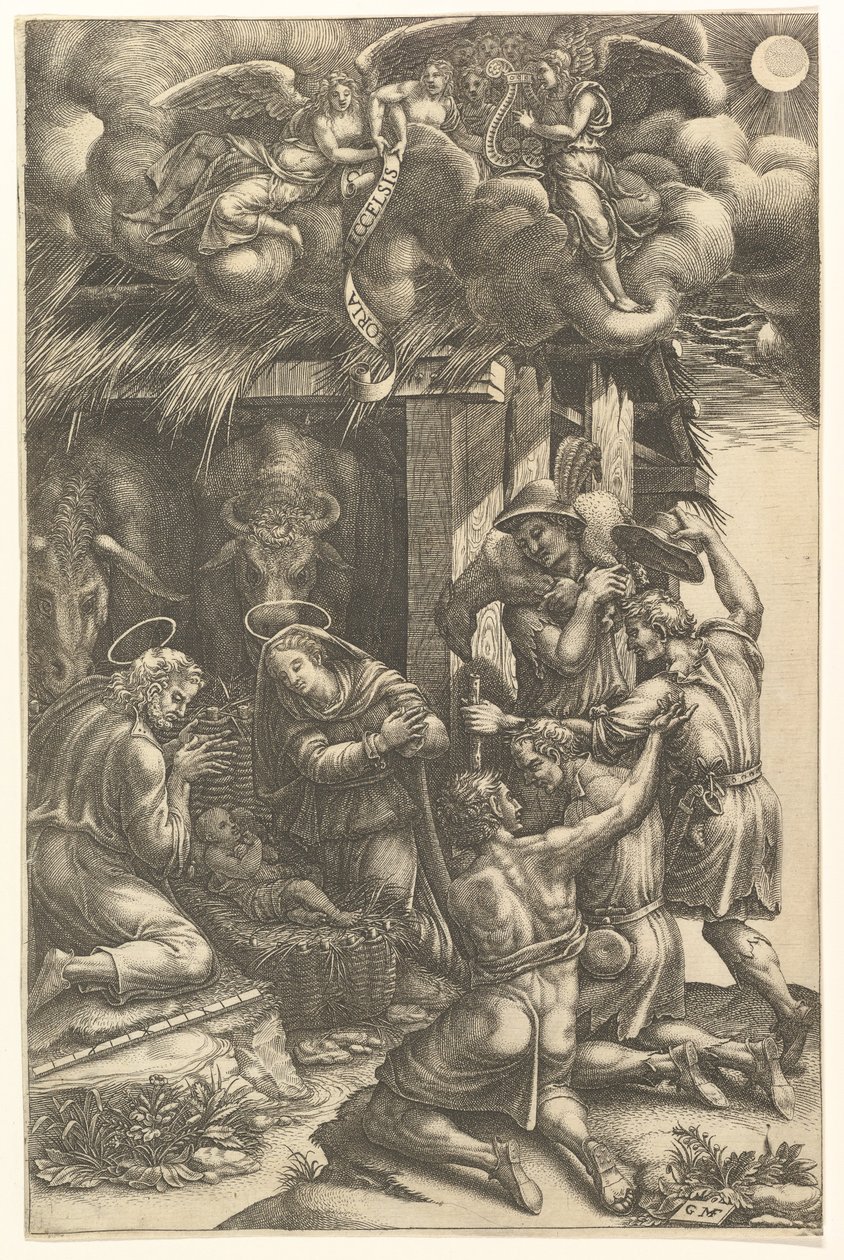 Hyrdenes tilbedelse, slutten av 1570-årene. av Giorgio Ghisi