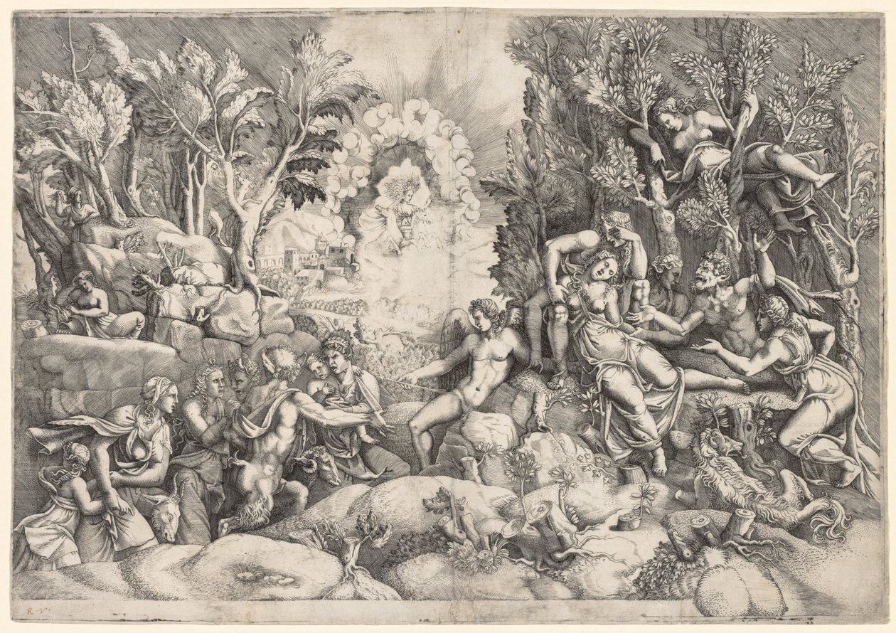 Procris død, ca. 1540. av Giorgio Ghisi