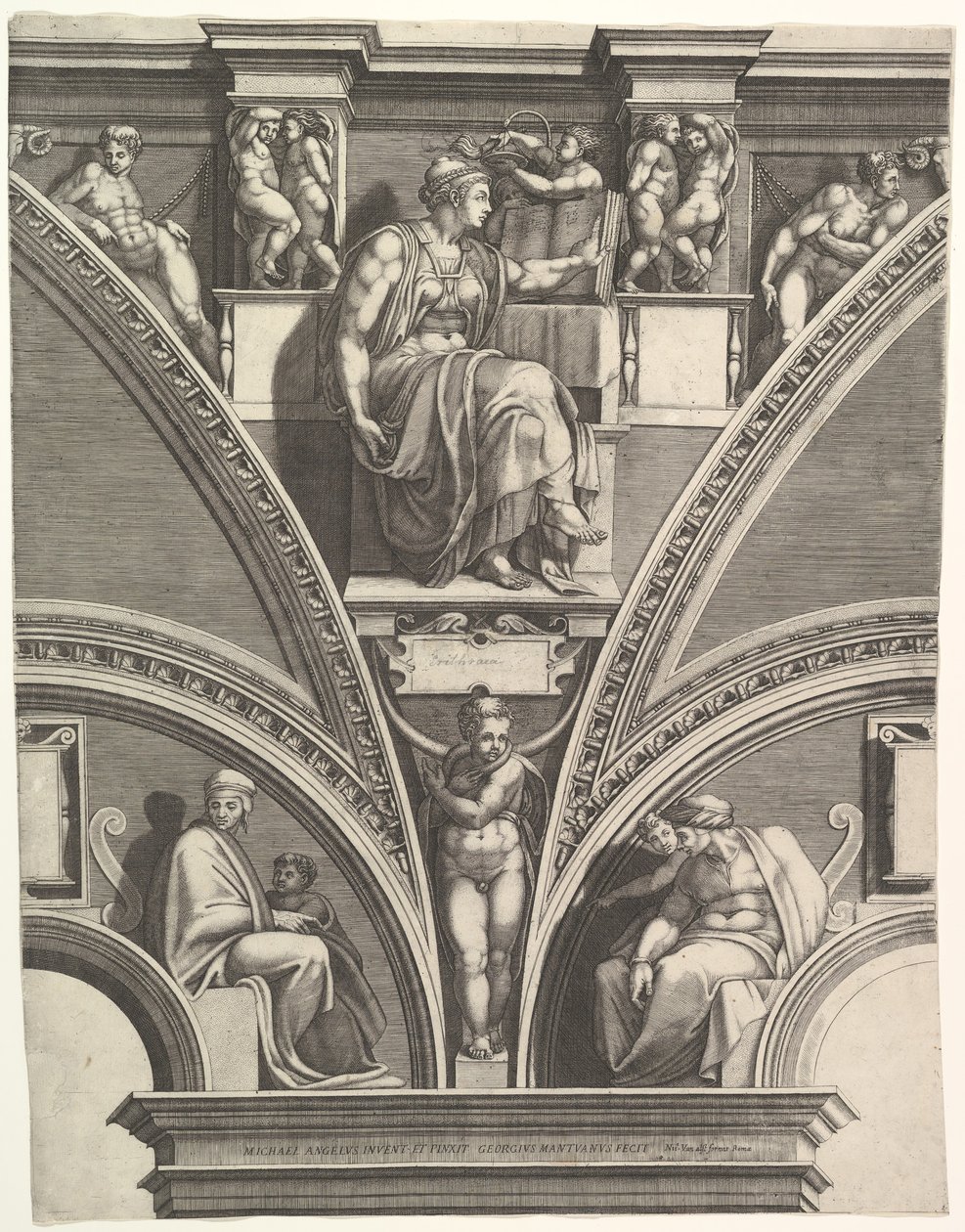 Den eritreiske sibyllen, fra serien med profeter og sibyller i det sixtinske kapell, 1570-75. av Giorgio Ghisi