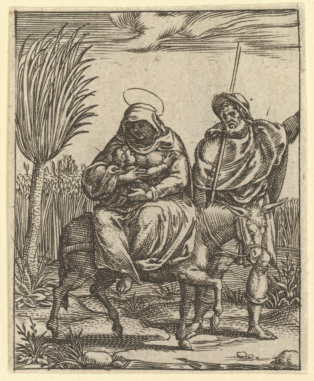 The Virgin of Sorrows: The Flight into Egypt, en av ni omkringliggende rom fra..., innen 1575. av Giorgio Ghisi