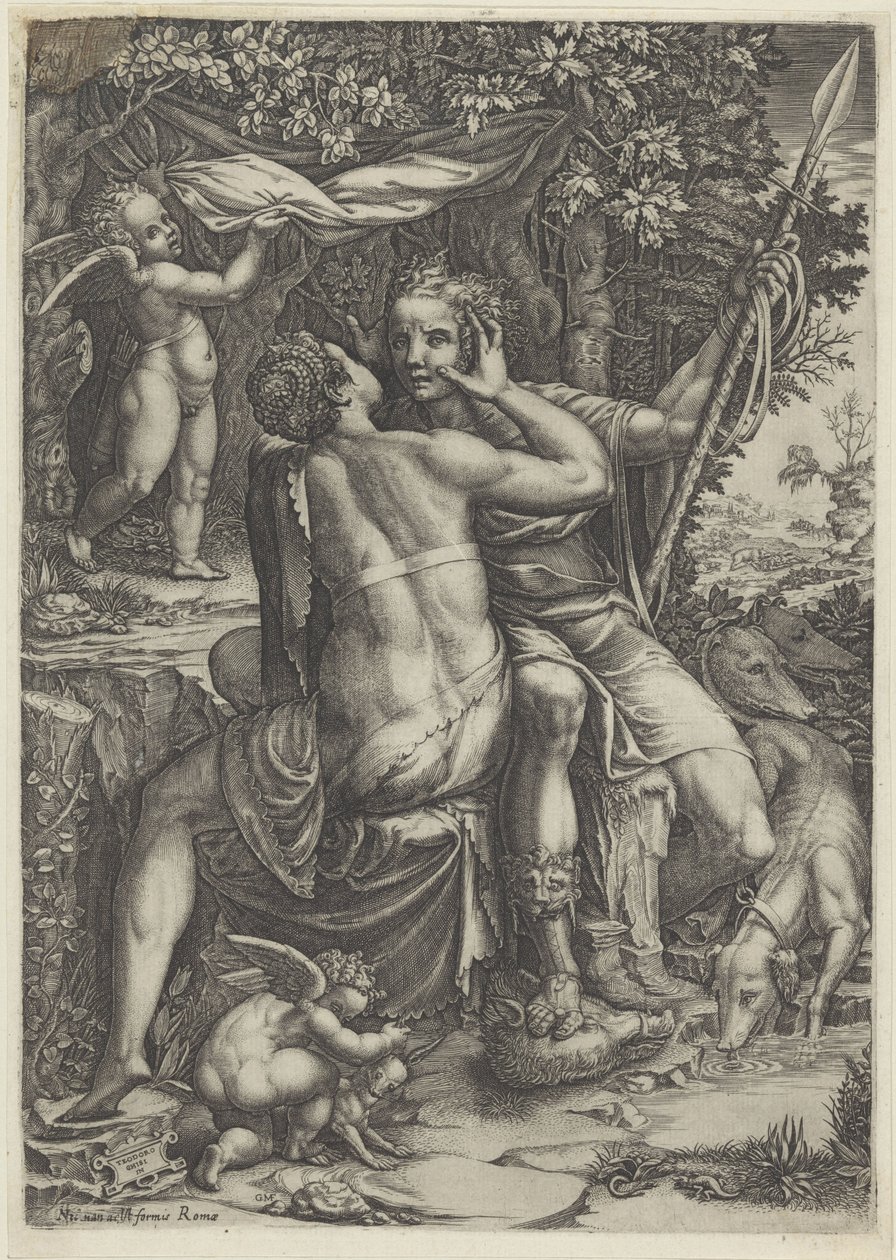 Venus og Adonis av Giorgio Ghisi
