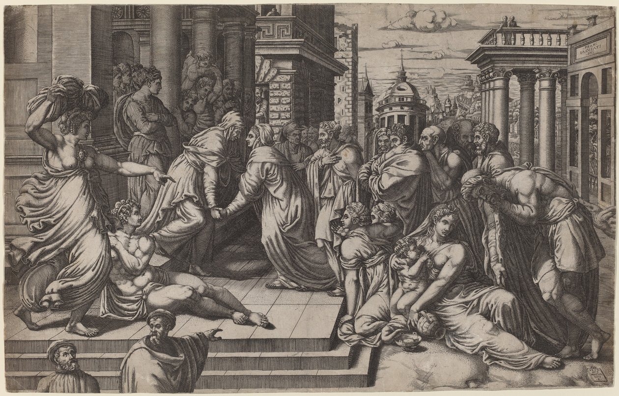 Besøket av Giorgio Ghisi after Francesco Salviati