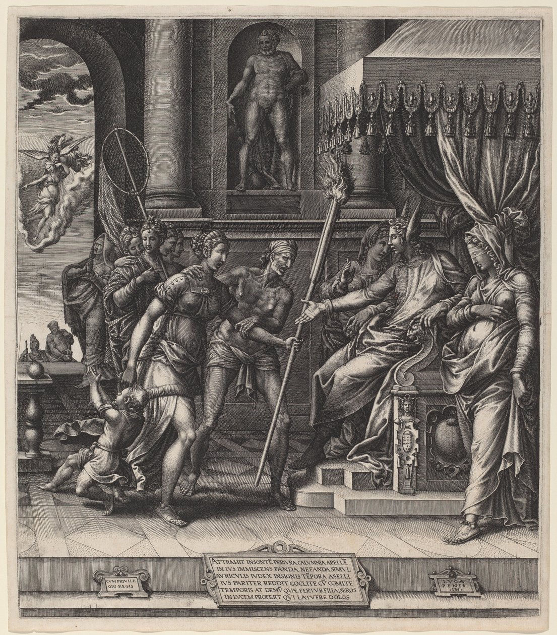 Calumny of Apelles av Giorgio Ghisi after Luca Penni