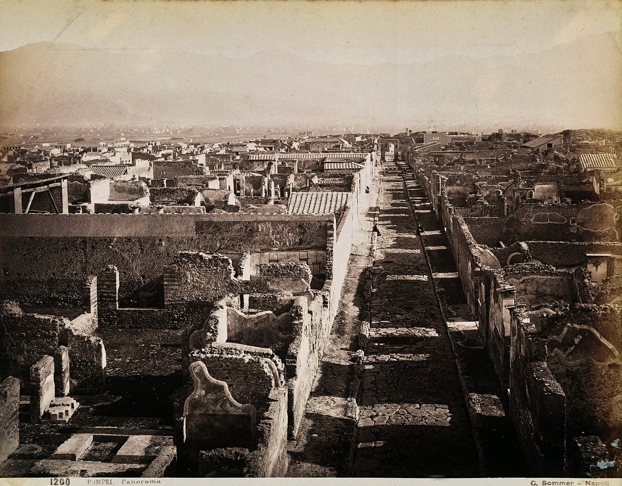 Luftfoto av det arkeologiske stedet Pompeii av Giorgio Sommer