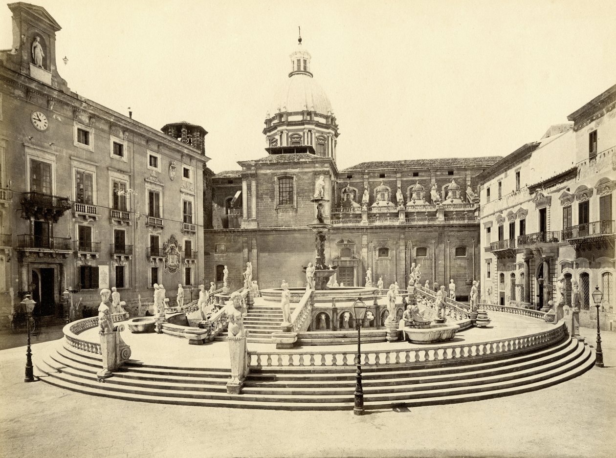 Pretoria-fontenen, Palermo, Italia, fotografi av Giorgio Sommer av Giorgio Sommer