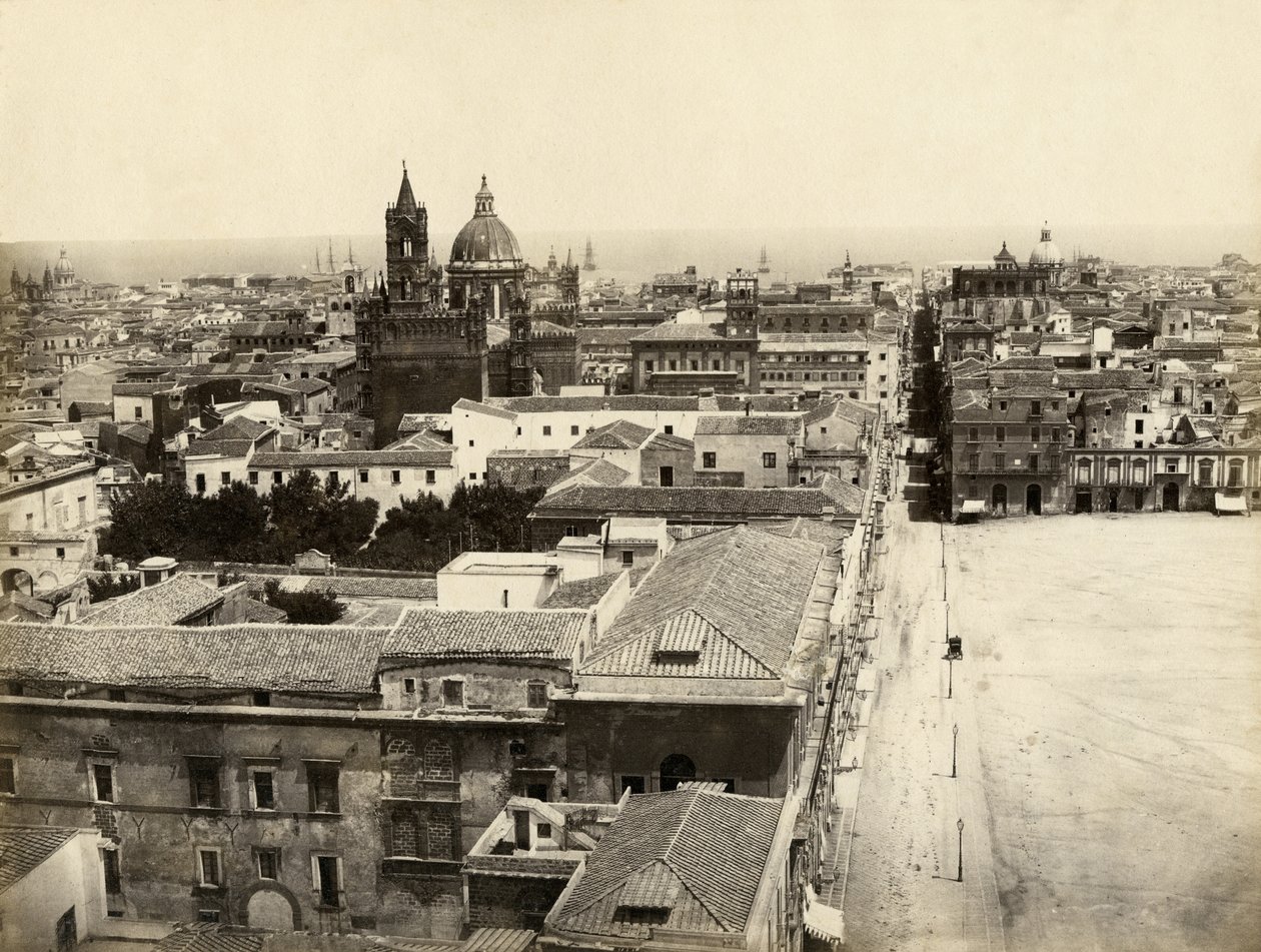 Utsikt over Palermo fra Porta Nuova, Sicilia, Italia, fotografi av Giorgio Sommer av Giorgio Sommer