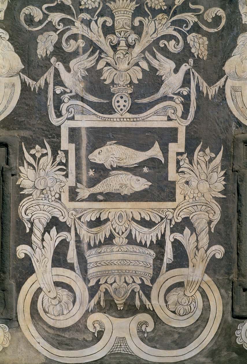 Allegoriske figurer og stjernetegn, av Giorgio Vasari, Tommaso Battista del Verrocchio og Alessandro Forzori, Palazzo dei Cavalieri eller Palazzo della Carovana, Piazza dei Cavalieri, Pisa, Toscana, Italia av Giorgio Vasari