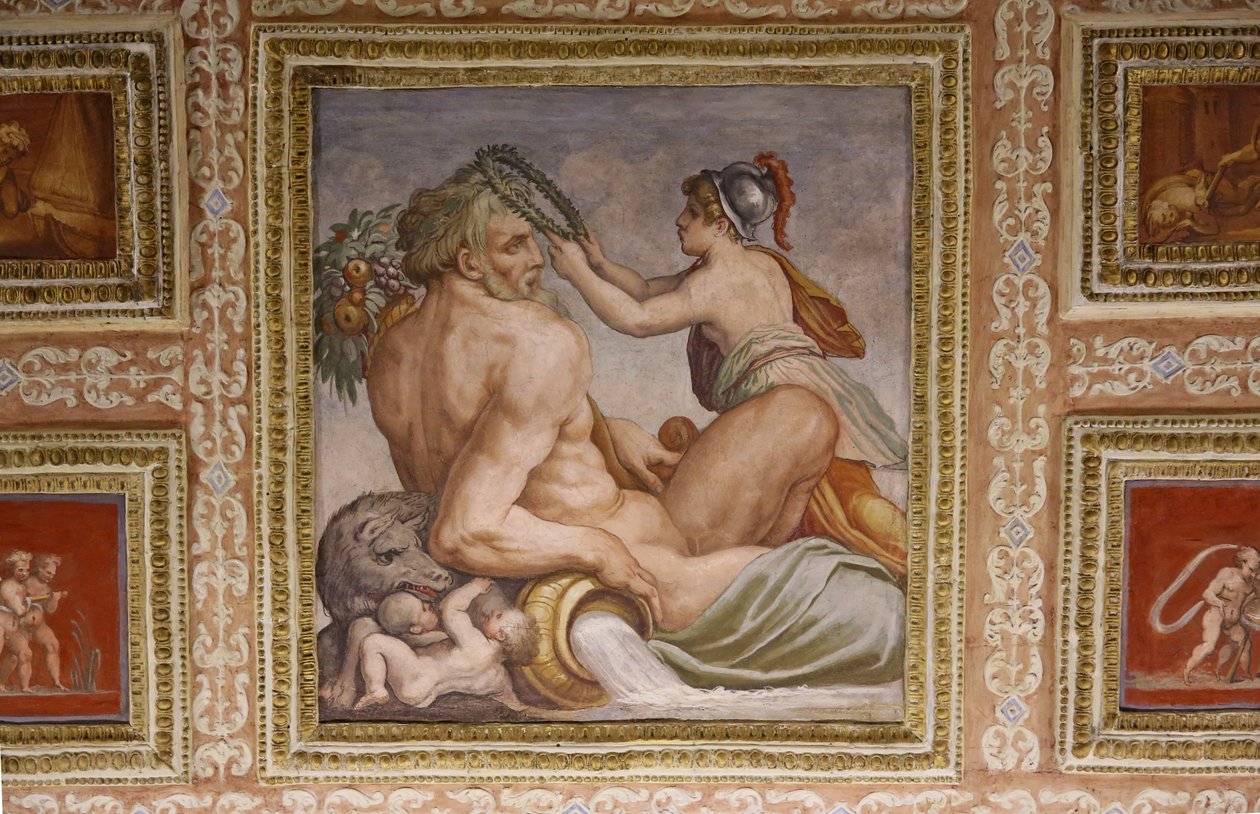Ceres sykepleier Triptolemus, detalj av Altoviti-taket, freskomaleri fra 1553 av Giorgio Vasari