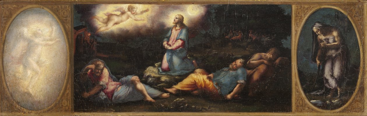 Kristus på Oljeberget med to allegoriske figurer av Giorgio Vasari