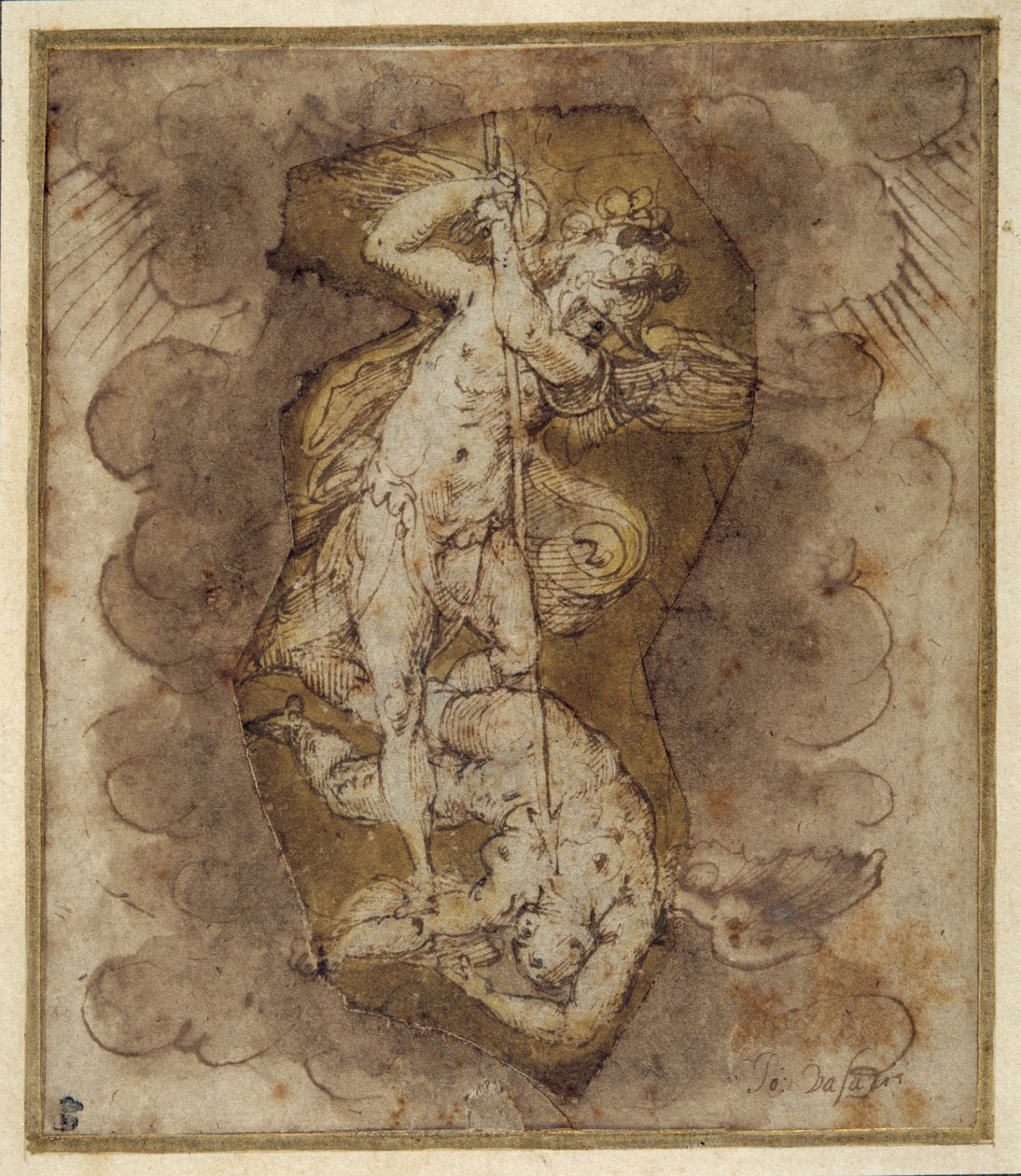 Tegning for englene i St. Mikaels hvelv, ca. 1511–74 (penn, blekk og vasking) av Giorgio Vasari